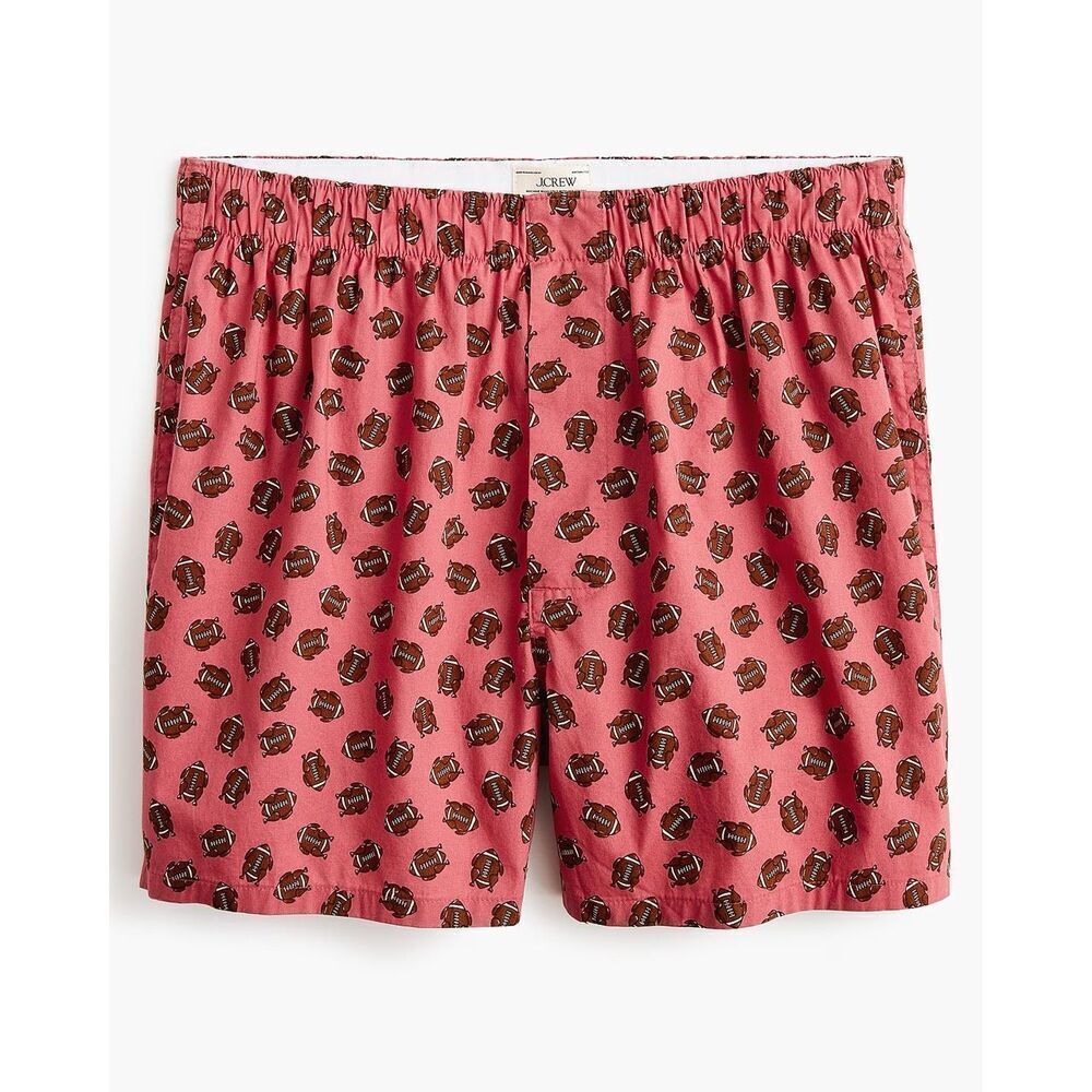 J. Crew Men’s Thanksgiving Football Cotton Poplin Woven Boxer Briefs Large, NWT
